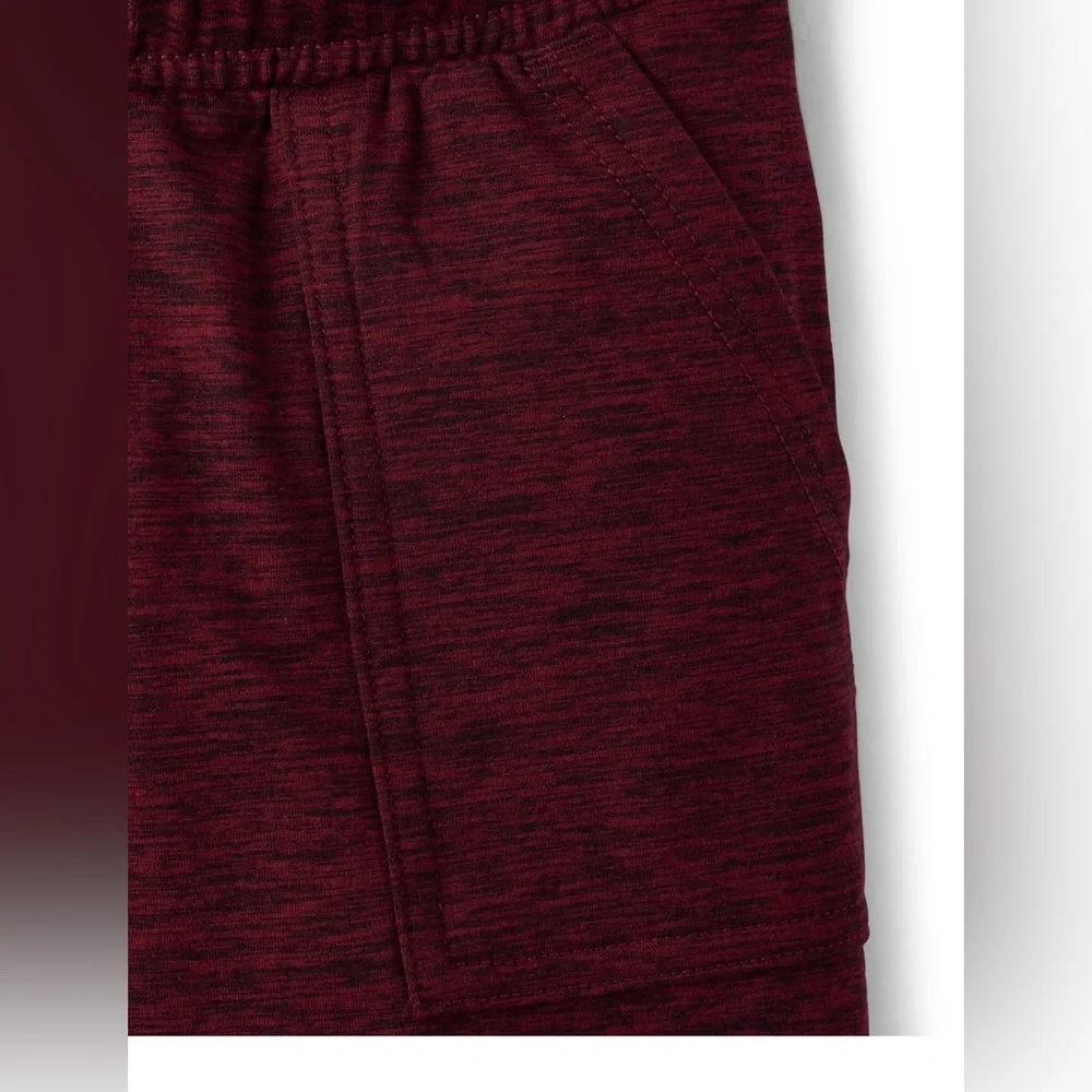 Boys Cozy Active Marl Jogger Pants - Burgundy